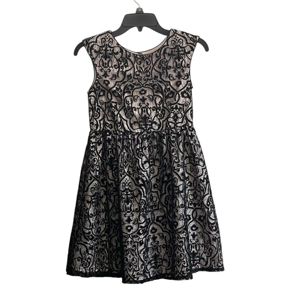 Mia & Mimi Girls Large Party Dress Lace Fit Flare Black Velvet Overlay Holiday